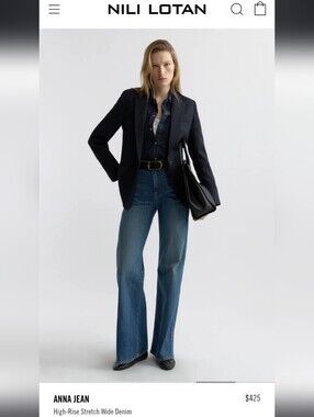 Nili Lotan Anna High Rise Stretch Wide Denim Jeans
